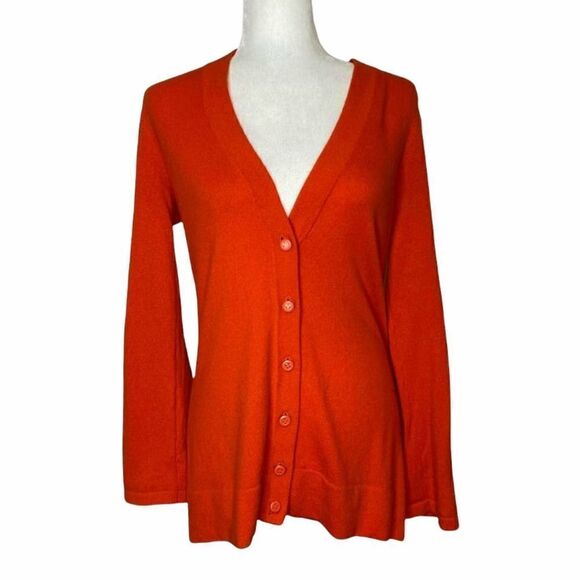Design History Pure Cashmere Button Front Long‎ Cardigan In Orange Size S - Picture 1 of 12